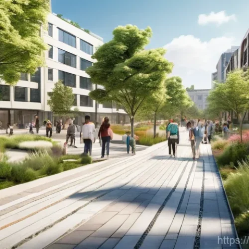 도시계획 자격증 취득 후 경로 - **Prompt: "A vibrant, modern cityscape viewed from a slightly elevated perspective, showcasing a ble...