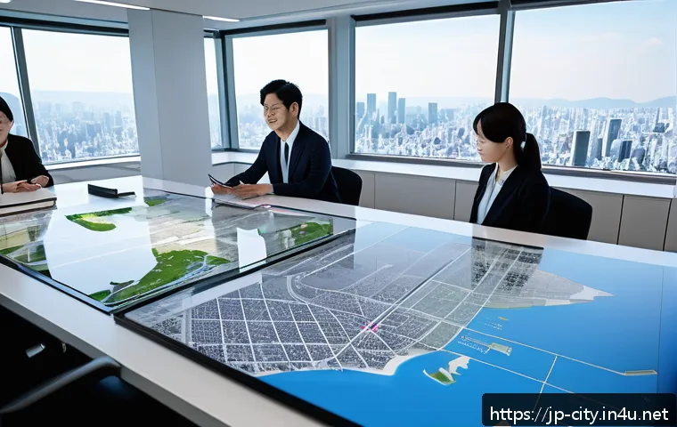 도시계획 전문가 연봉과 직무 만족도 - A modern urban planning office scene in Tokyo featuring diverse professionals collaborating: Japanes...